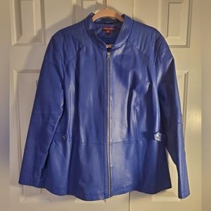 BLUE Leather Jacket, Size 18